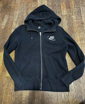 Nike Sportswear Women's Full-Zip Fleece Hoodie Black Embroidered Swoosh Size L